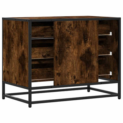 Ladekast 70x41x56 cm bewerkt hout gerookt eikenkleurig