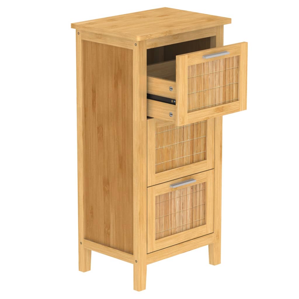 Badkamerkast met 3 lades 30x42x82 cm bamboe