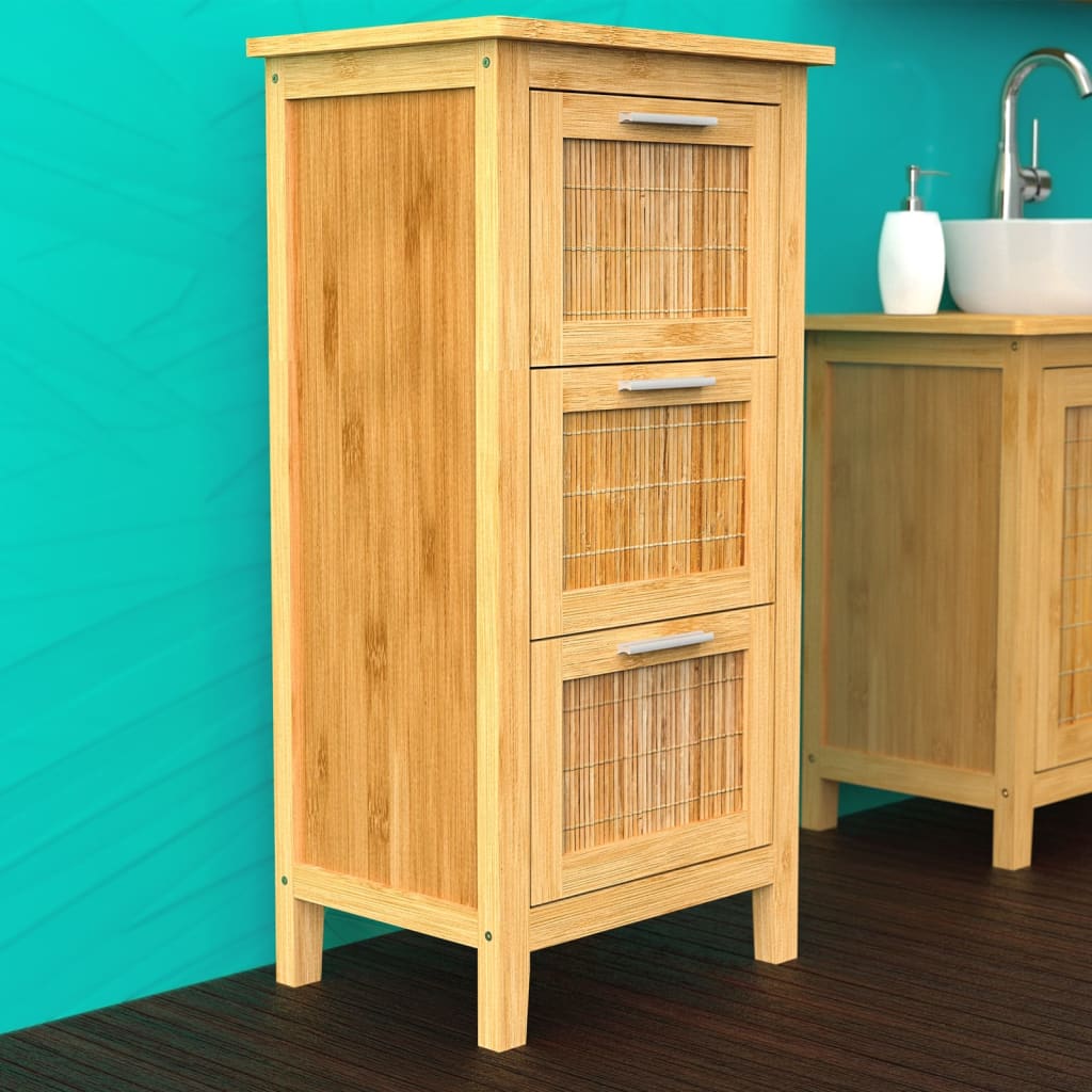 Badkamerkast met 3 lades 30x42x82 cm bamboe