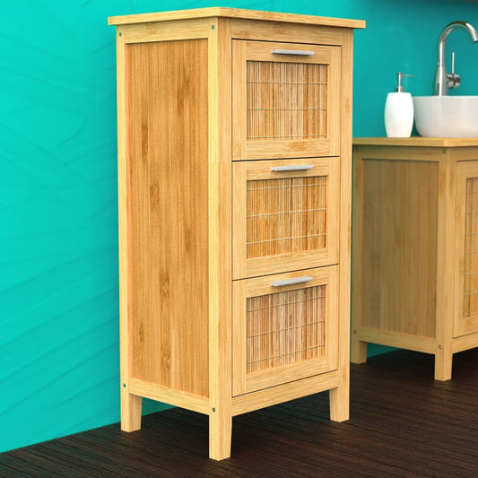 Badkamerkast met 3 lades 30x42x82 cm bamboe