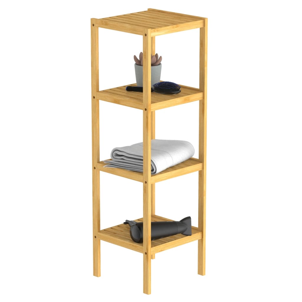 Badkamerrek met 4 schappen 34x33x110 cm bamboe
