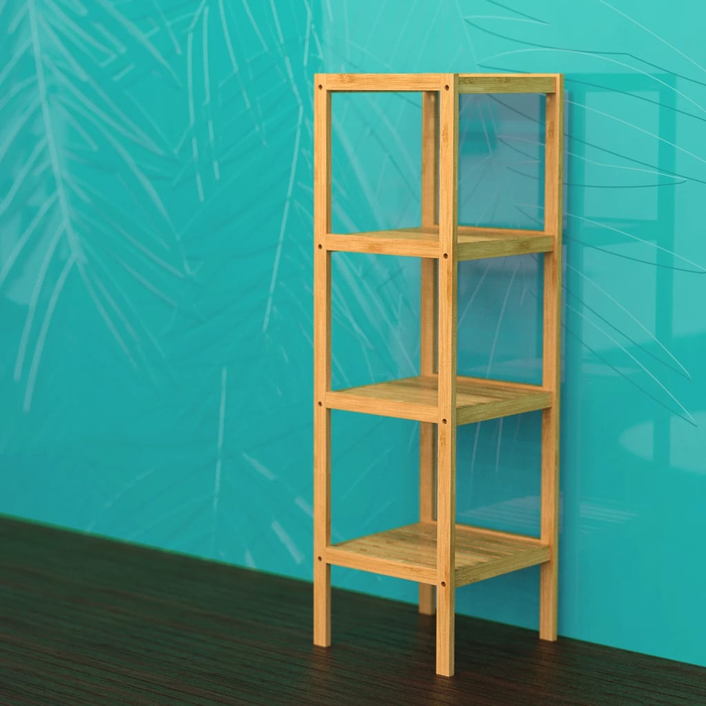 Badkamerrek met 4 schappen 34x33x110 cm bamboe