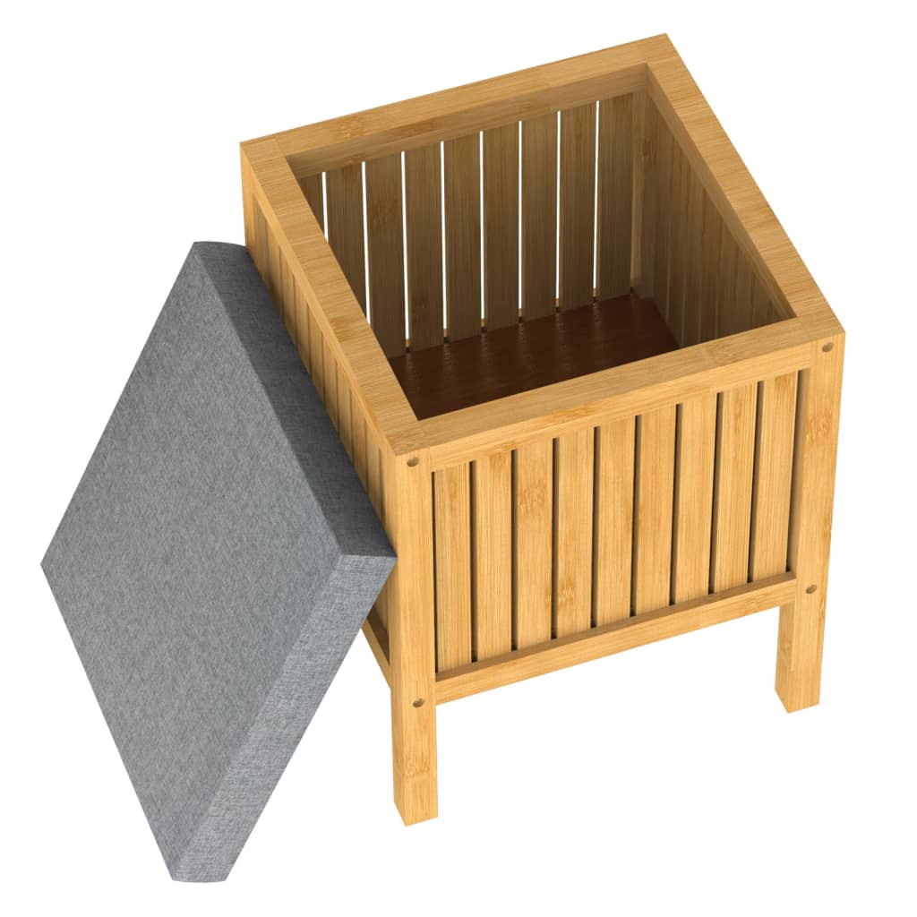 2-in-1 Wasmand met zitkussen 39x39x52,5 cm bamboe