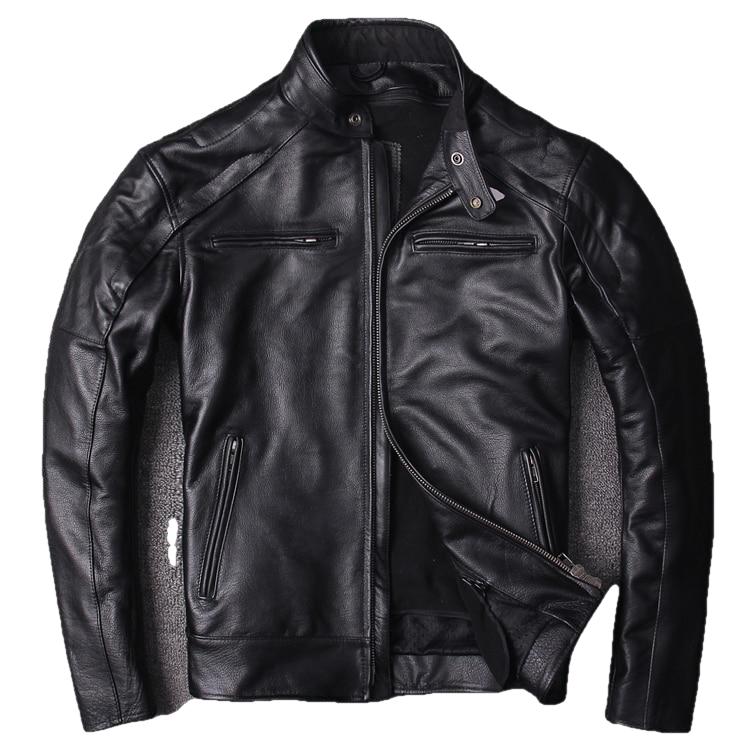 Classic Moto Mens Cafe Racer Style Cowhide Leather Jacket-1