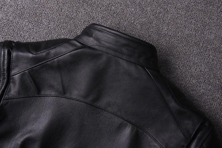 Classic Moto Mens Cafe Racer Style Cowhide Leather Jacket-4