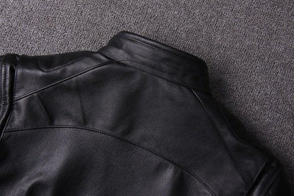 Classic Moto Mens Cafe Racer Style Cowhide Leather Jacket-4