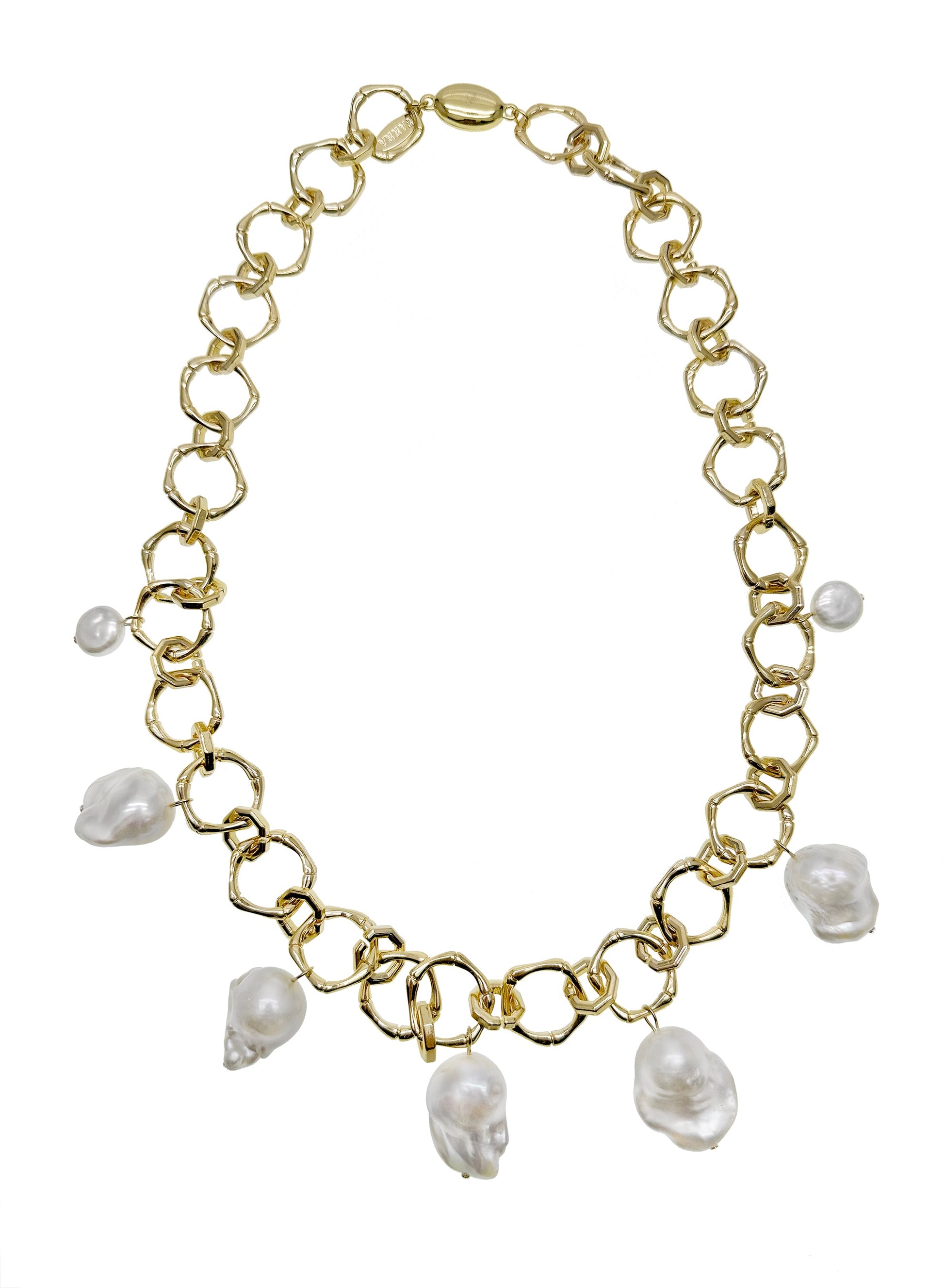 Baroque Pearls Pendants Modern Chain Necklace KN004-0