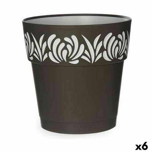 Self-watering flowerpot Stefanplast Gaia Anthracite Plastic 25 x 25 x 25 cm (6 Units)-0