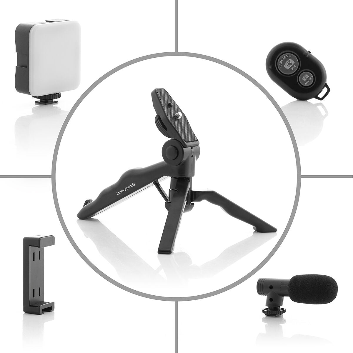 Vlogging Kit with Light, Microphone and Remote Control Plodni InnovaGoods 6 Pieces-3