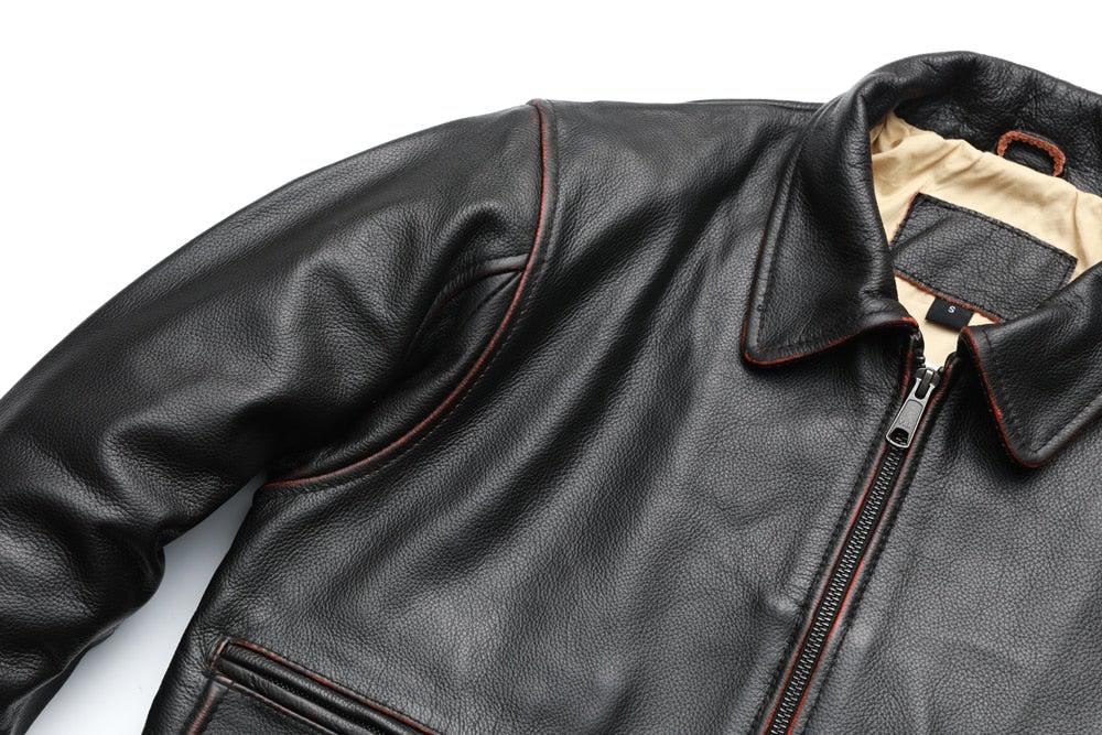 Vintage Edged Flight A2 Mens Bomber Leather Jacket 100% Goat Jacket-1