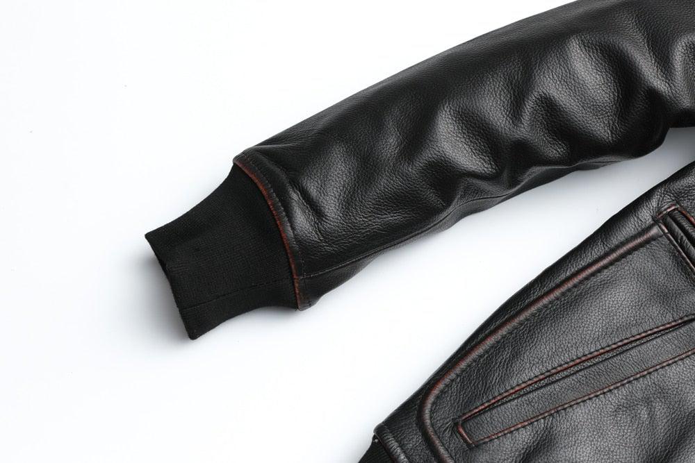 Vintage Edged Flight A2 Mens Bomber Leather Jacket 100% Goat Jacket-2