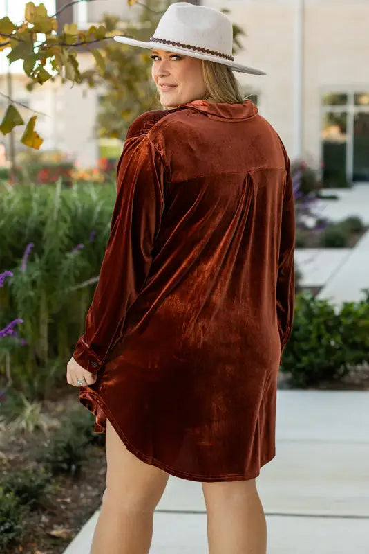 Elegant Pleated Velvet Dress - Plus Size-1