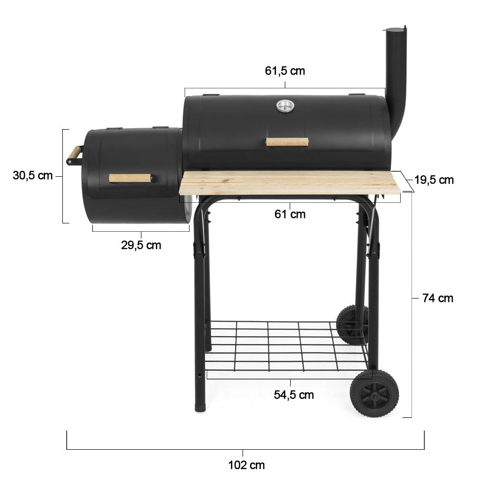 2v1 BBQ gril a smoker na drěvěné uhlí-3