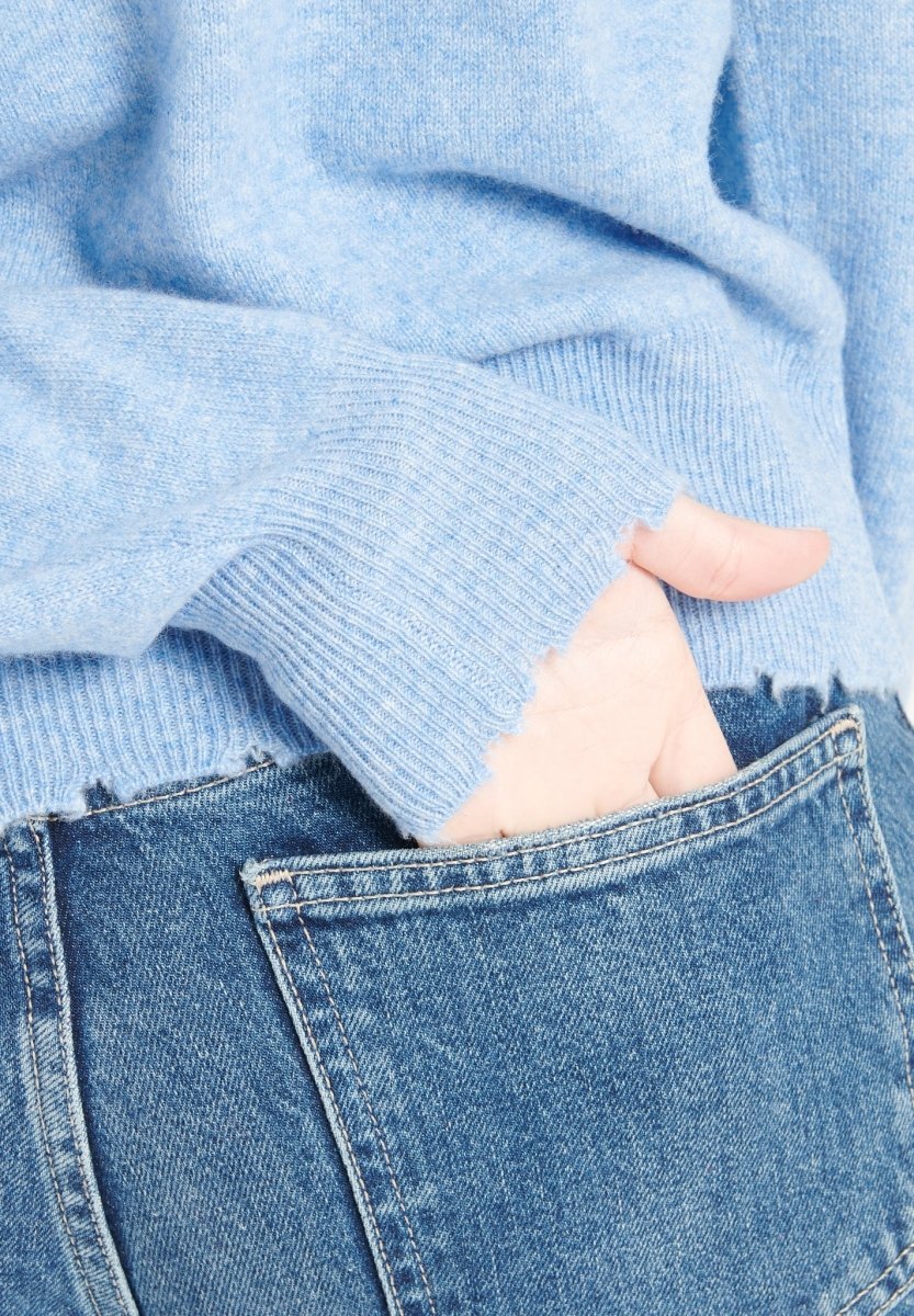 Sweat à capuche cachemire bleu ciel femme - MIA 16-4