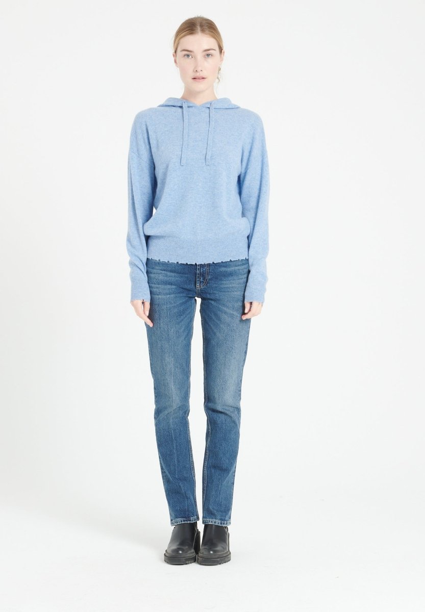 Sweat à capuche cachemire bleu ciel femme - MIA 16-1