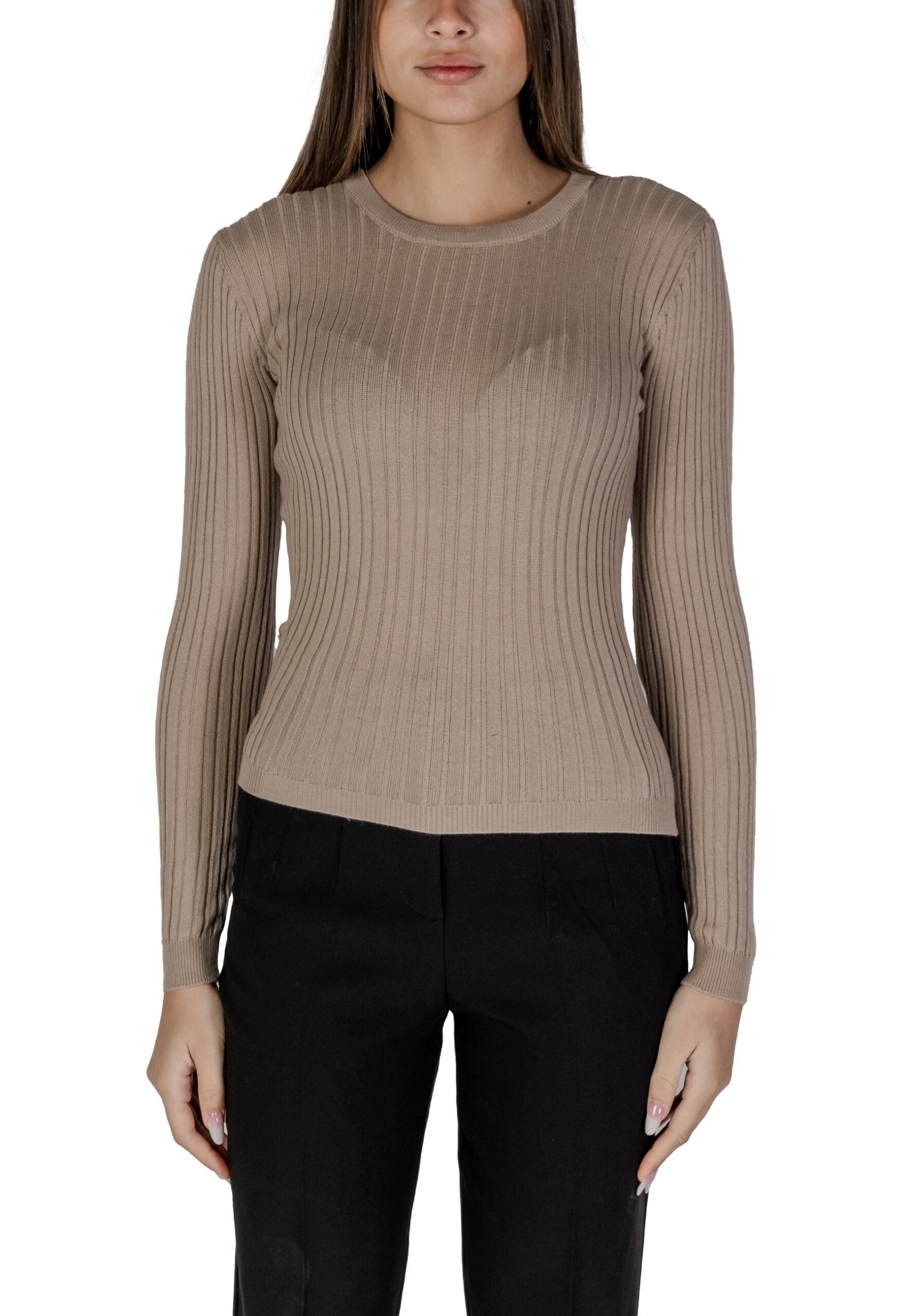 Jersey Vila Clothes vimullie l/s o-neck rib knit top/pb Dark Beige - Foto 1
