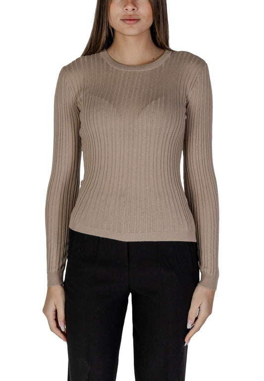 Jersey Vila Clothes vimullie l/s o-neck rib knit top/pb Dark Beige - Foto 1
