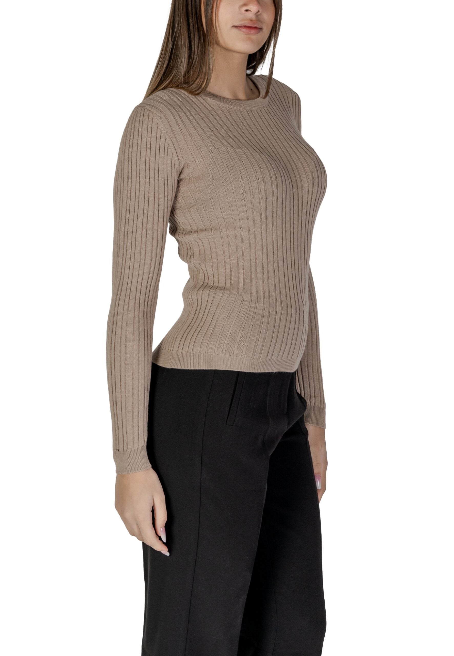 Jersey Vila Clothes vimullie l/s o-neck rib knit top/pb Dark Beige - Foto 3