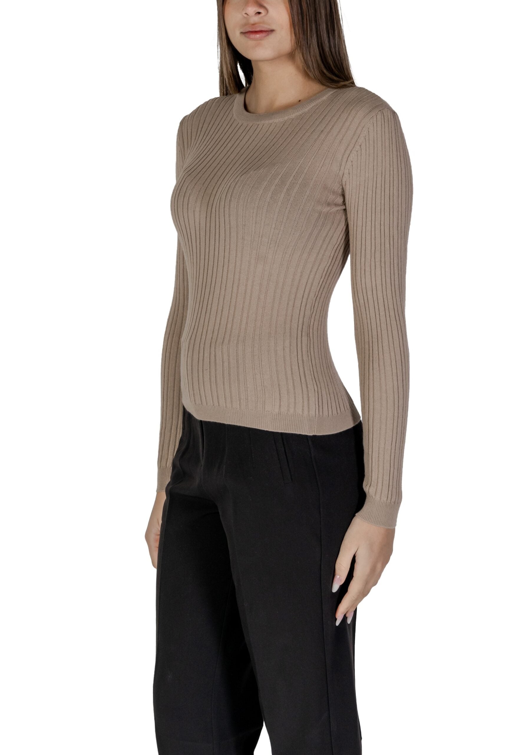 Jersey Vila Clothes vimullie l/s o-neck rib knit top/pb Dark Beige - Foto 4