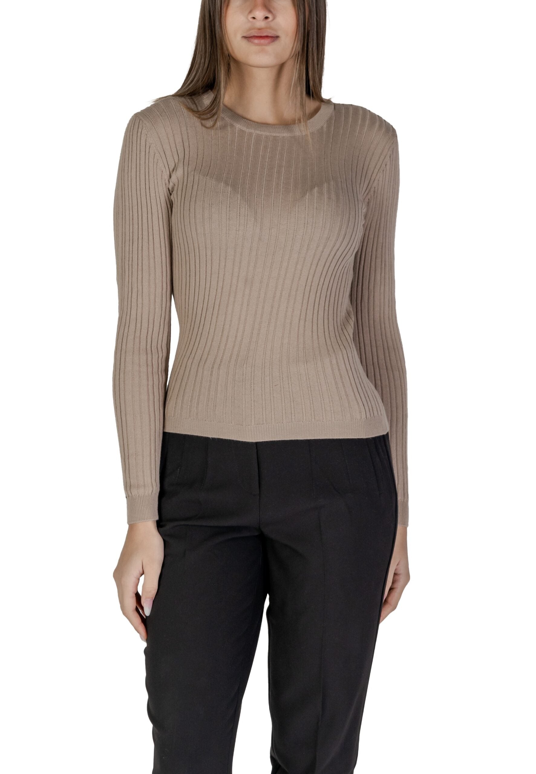 Jersey Vila Clothes vimullie l/s o-neck rib knit top/pb Dark Beige - Foto 5