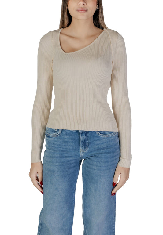Jersey Vila Clothes vinelly l/s neck detail knit top/pb Cream - Foto 1