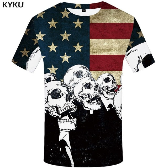 Skull T-shirt Men Flower Tshirts Casual Character Anime Clothes Harajuku Tshirt Printed Animal T-shirts 3d-11