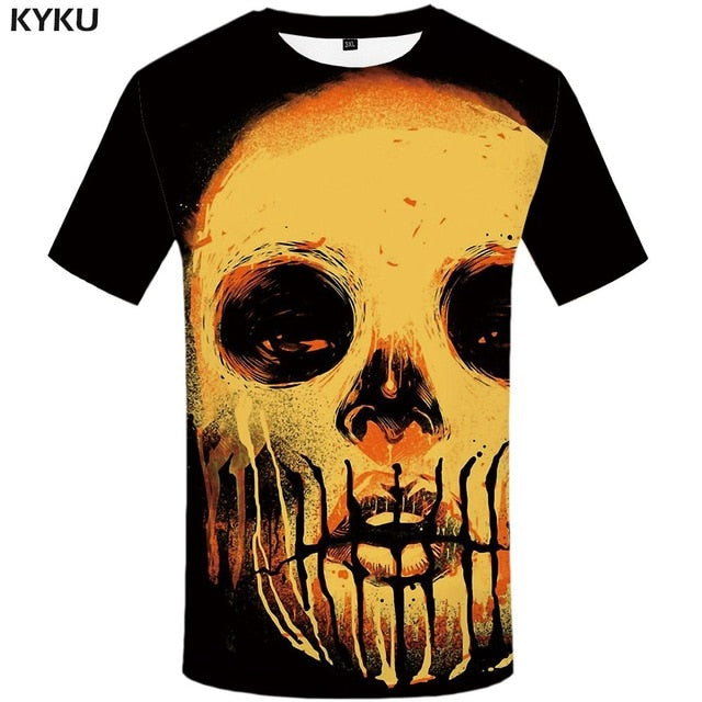 Skull T-shirt Men Flower Tshirts Casual Character Anime Clothes Harajuku Tshirt Printed Animal T-shirts 3d-4