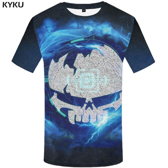 Skull T-shirt Men Flower Tshirts Casual Character Anime Clothes Harajuku Tshirt Printed Animal T-shirts 3d-10