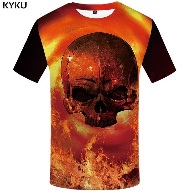 Skull T-shirt Men Flower Tshirts Casual Character Anime Clothes Harajuku Tshirt Printed Animal T-shirts 3d-7