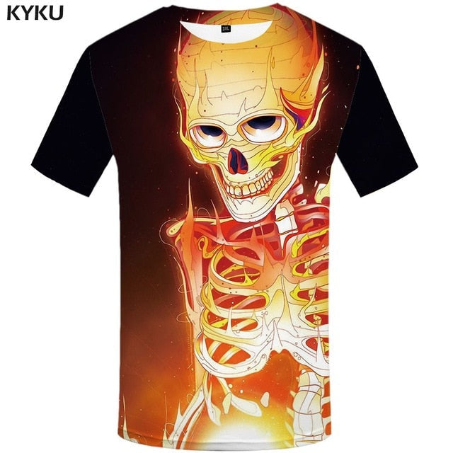 Skull T-shirt Men Flower Tshirts Casual Character Anime Clothes Harajuku Tshirt Printed Animal T-shirts 3d-5