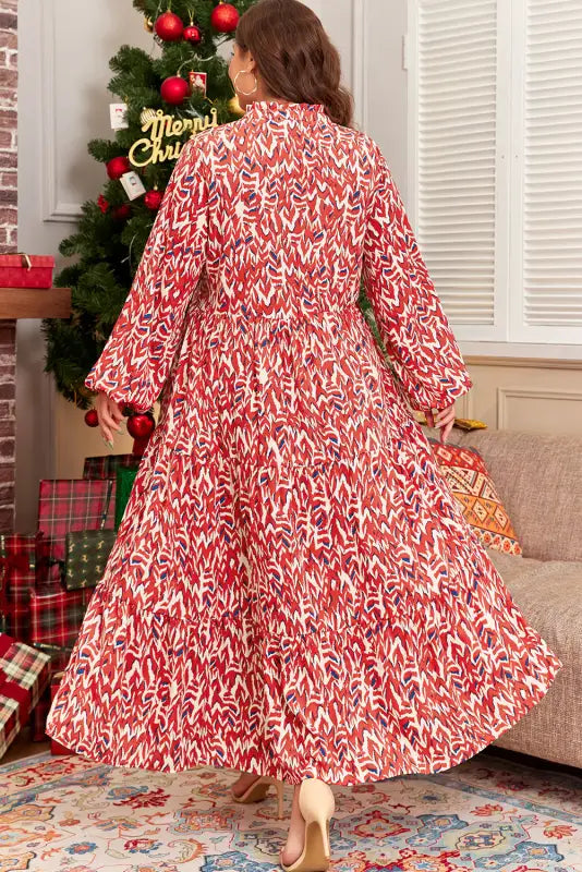 Red Abstract Beauty Maxi Dress - Plus Size-1