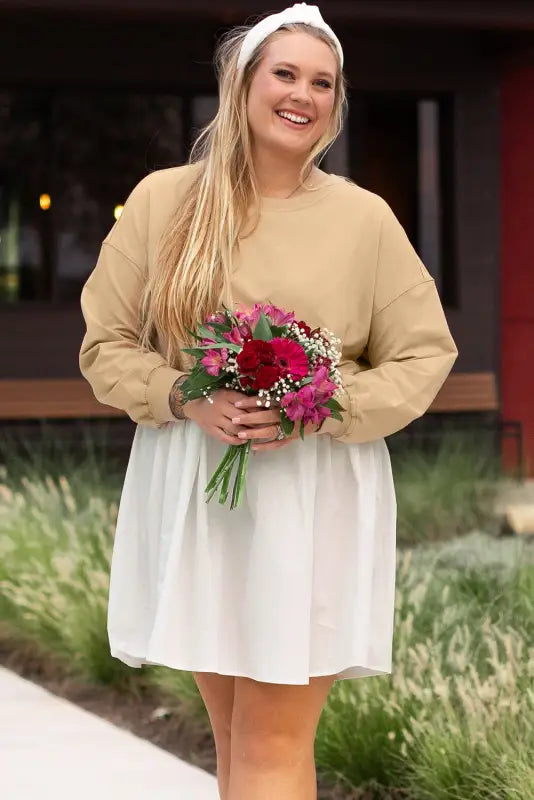 Ruffled Apricot Chic Dress - Plus Size-3